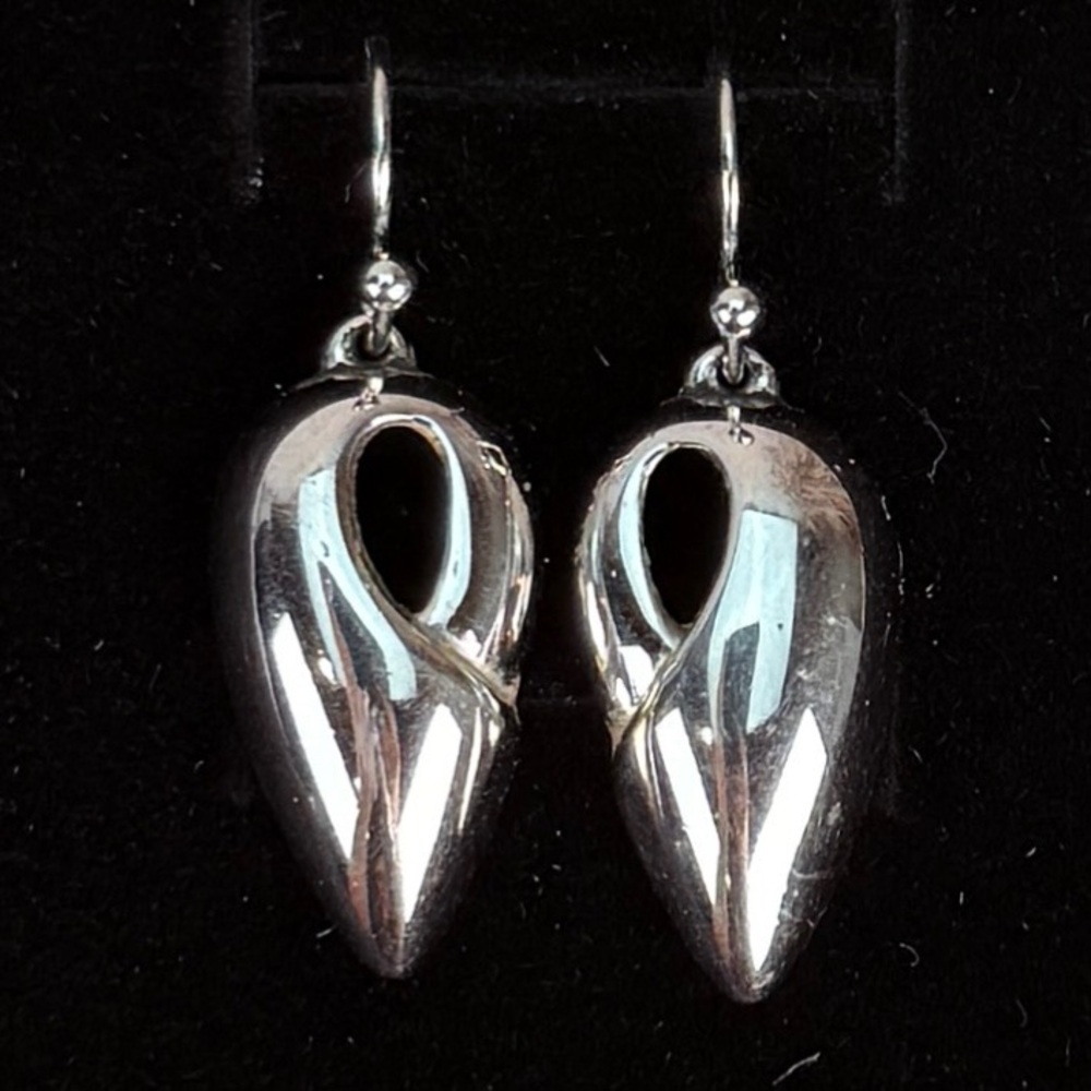Elegant Silvertone Drop Pierced Earrings